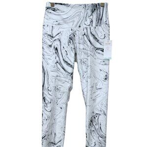Balance Collection Leggings Medium White Driwik Marbled Print Yoga Workout Cro